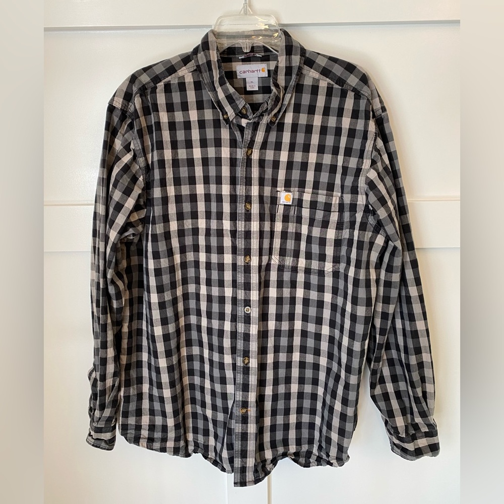 Carhartt Relaxed‎ Fit Button Front Shirt Size XLarge Shadow Plaid Cotton